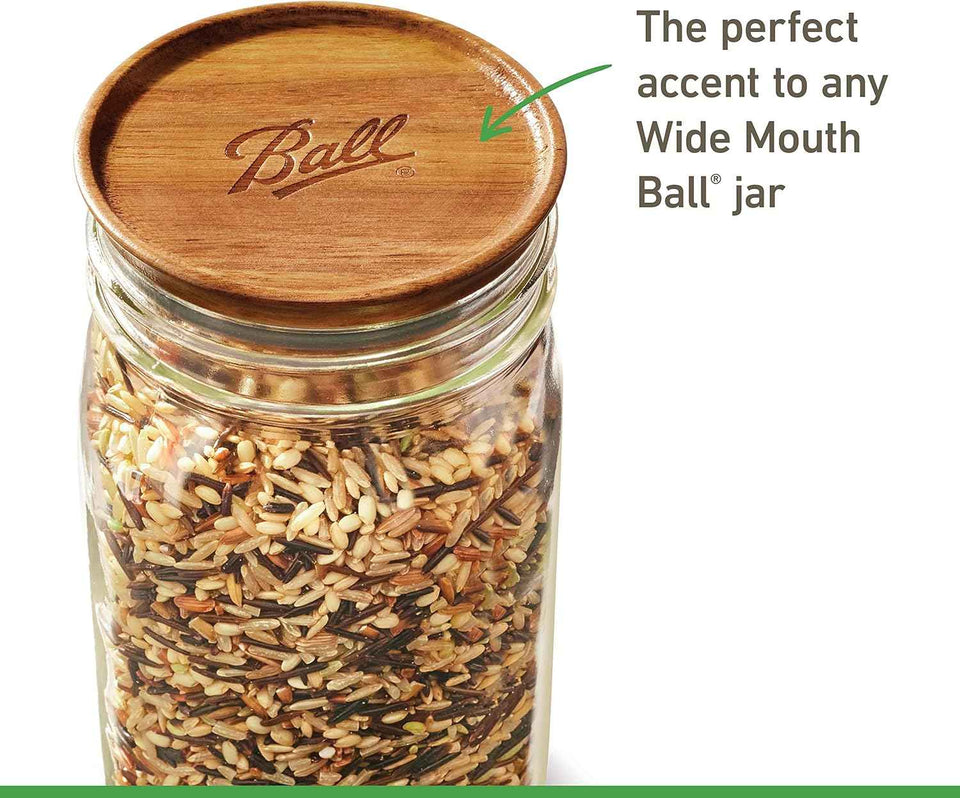 Acacia wood Ball jar lids, 5-pack, Regular and Wide Mouth sizes