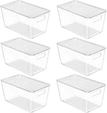 Vtopmart 6 Pack Clear Stackable Storage Bins with Medium Plastic Containers for Pantry Organizer and Storage