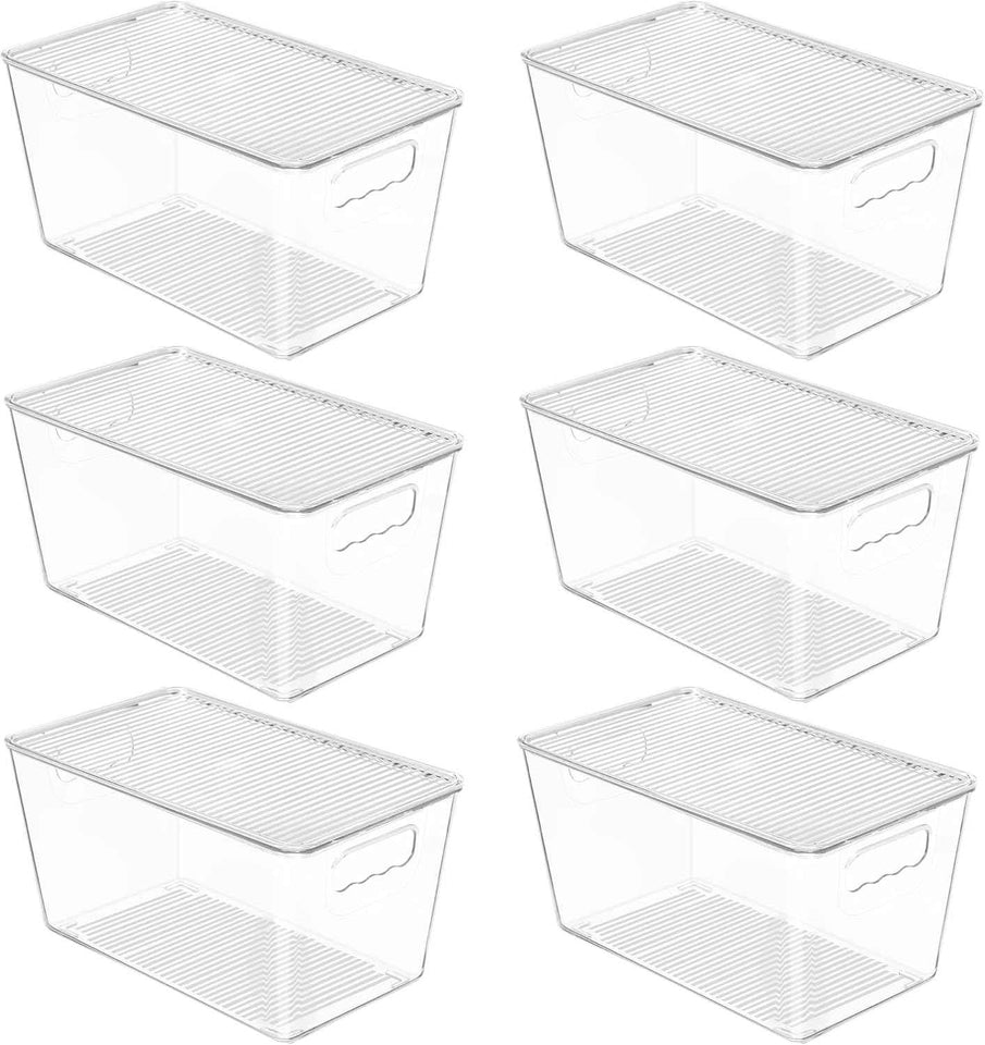 vtopmart 6 pack clear stackable storage bins for pantry kitchen organizer