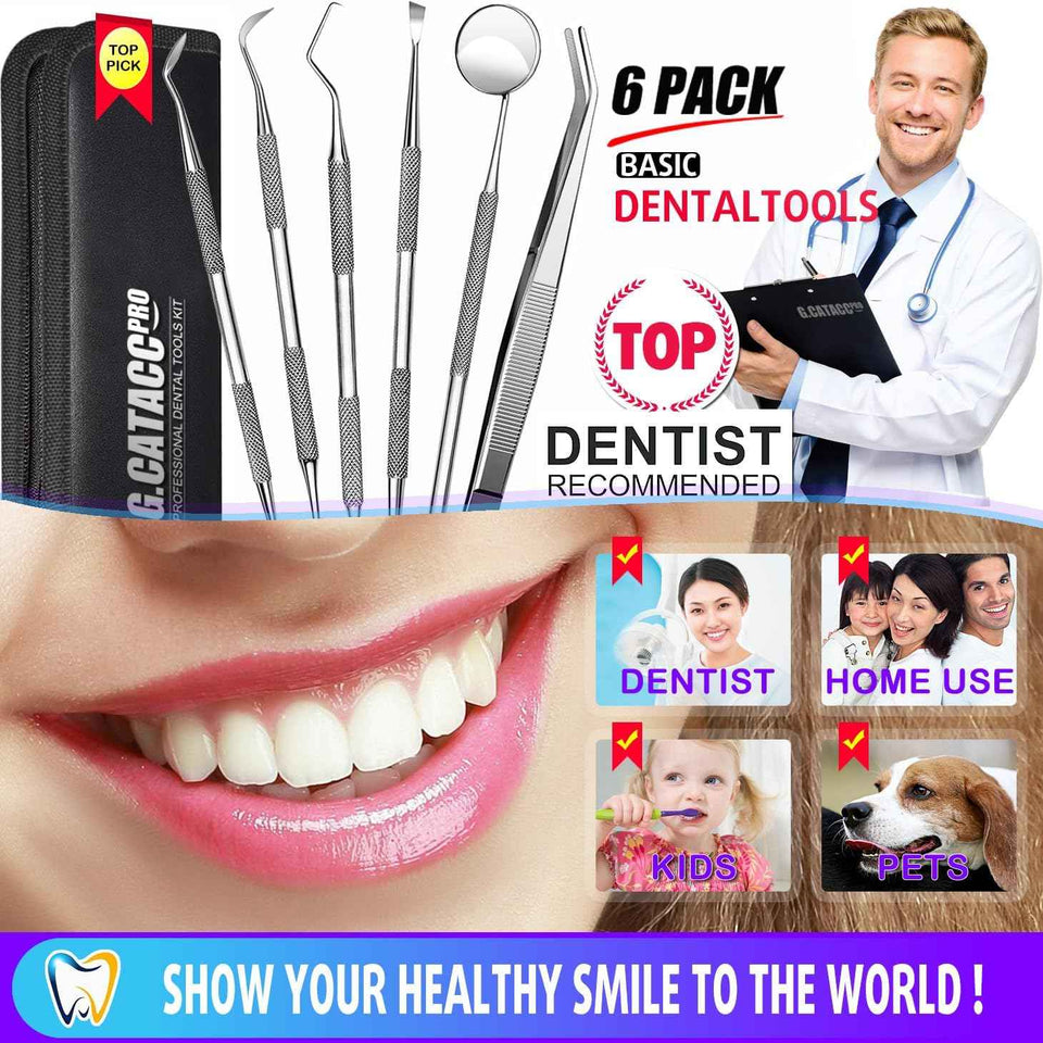 G.CATACC dental pick teeth cleaning tools, professional stainless steel tooth scraper, easy to use for adults and pets