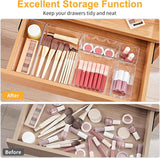 smartake 13-piece clear drawer organizers with non-slip silicone pads, 5-size desk bathroom organizer trays for makeup, jewelries, utensils storage in bedroom dresser, office and kitchen