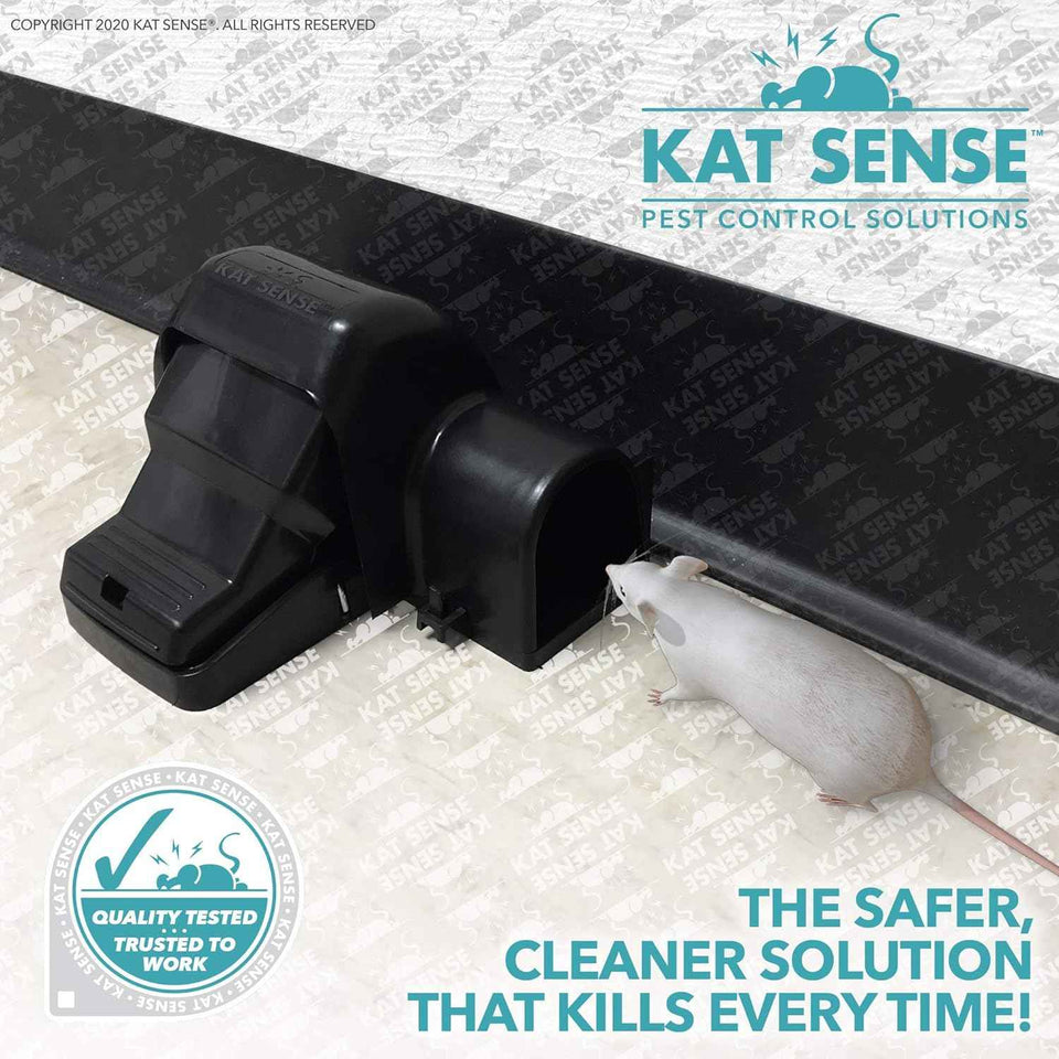 Rat and Chipmunk Traps, Dual Covered Tunneled Snap Traps, Prevent Accidental Triggering, Humane Kill, Reusable Pest Control for Rats and Mice, Indoor & Outdoor Use, 2 Pack Kat Sense