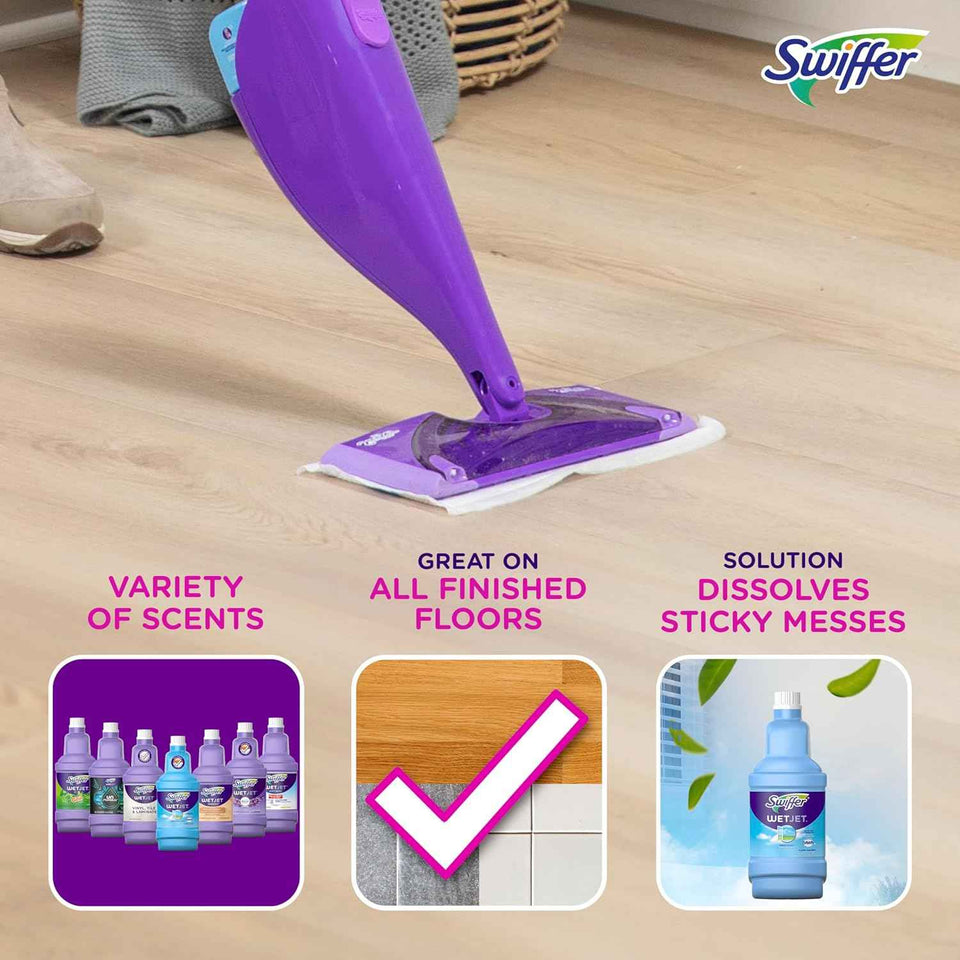 swiffer wetjet multi-surface floor cleaner with febreze refill 1.25 liter pack of 2