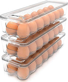 Utopia Home Egg Container With Lid and Handle for Refrigerator Organization- Pack of 2 - Clear Stackable Egg Holder for Kitchen or Pantry Organizers and Storage