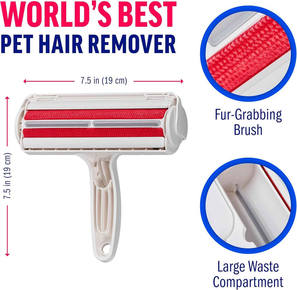 ChomChom roller pet hair remover and reusable lint roller for cat and dog hair removal on furniture, couch, carpet, clothing and bedding