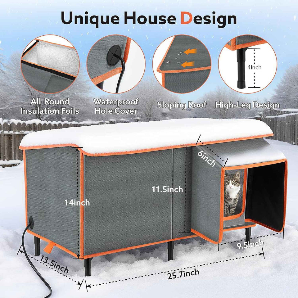 siwa mary heated cat house weatherproof outdoor cat shelter with cat heating pad