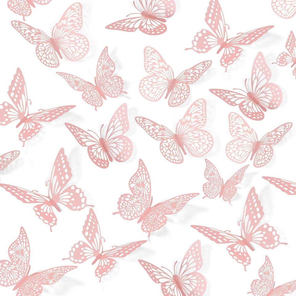 SAOROPEB 3D Butterfly Wall Decor - 48 Pcs, 4 Styles, 3 Sizes, Gold Butterfly Decorations for Birthday & Party Celebrations, Removable Stickers
