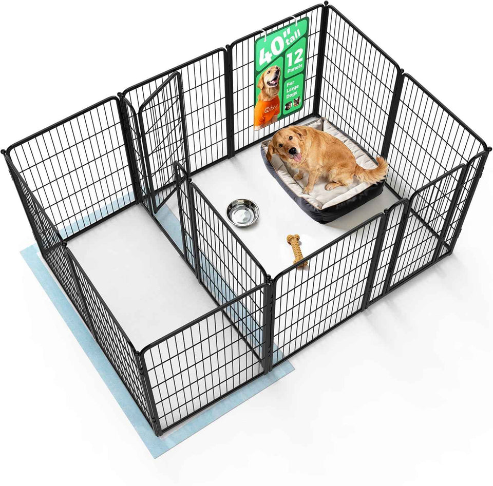 FXW Homeplus Unleashed Indoor Dog Playpen - Stress-Free and Safe Play, Heavy Duty 24 Inch 6 Panels Dog Pen for Puppy and Small Dogs, Black│Patented