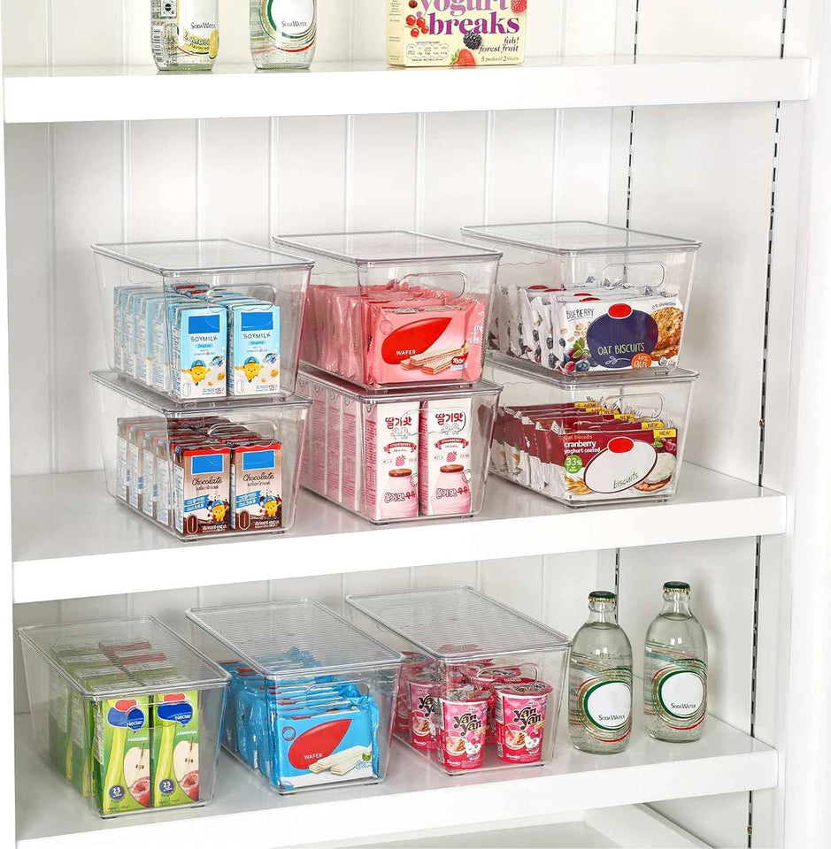 vtopmart 6 pack clear stackable storage bins for pantry kitchen organizer