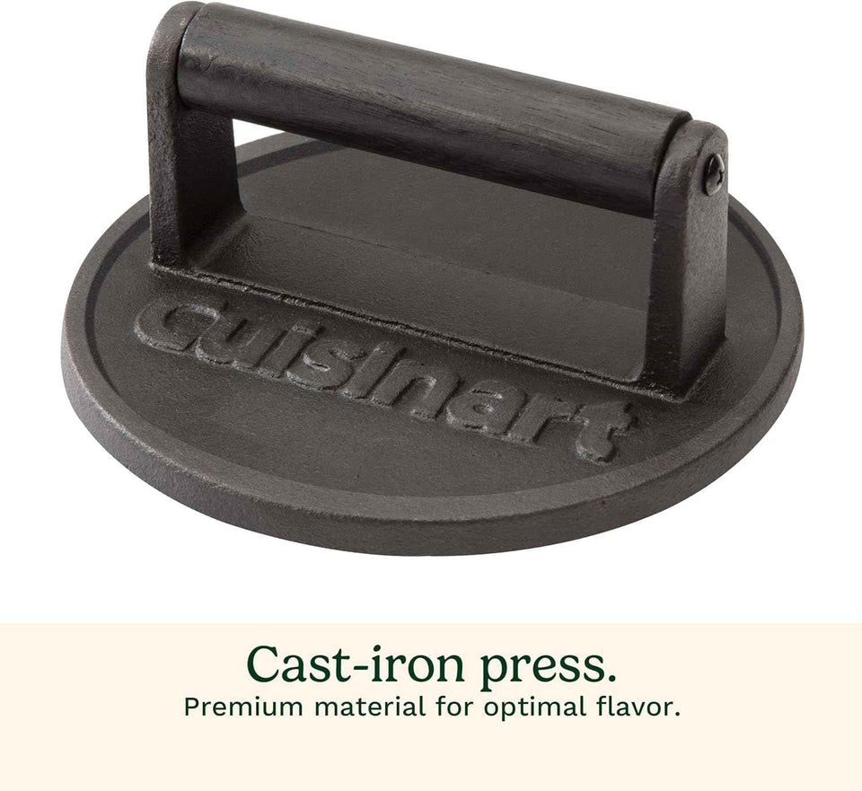 Cuisinart 6.5" Cast Iron Smashed Burger Press for Crispy Smash Burgers