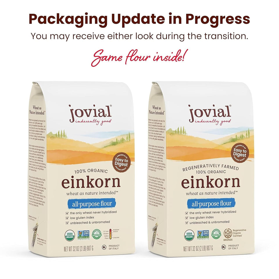 Jovial 32 oz Organic Einkorn Unbleached All Purpose Flour for Sourdough Pizza Pasta European Italian Bread Baking