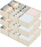DIMJ Drawer Organizers Clothes, Set of 4 Dresser Organizer Bins, Fabric Closet Organizers and Storage, Shallow Drawer Dividers for Nursery, Clothing, Baby Clothes, Socks, Underwears, Tie (Beige)
