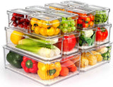 14 Pack Stackable Fridge Organizer Bins with BPA-Free Lids, Storage Containers for Fruits, Vegetables, and More