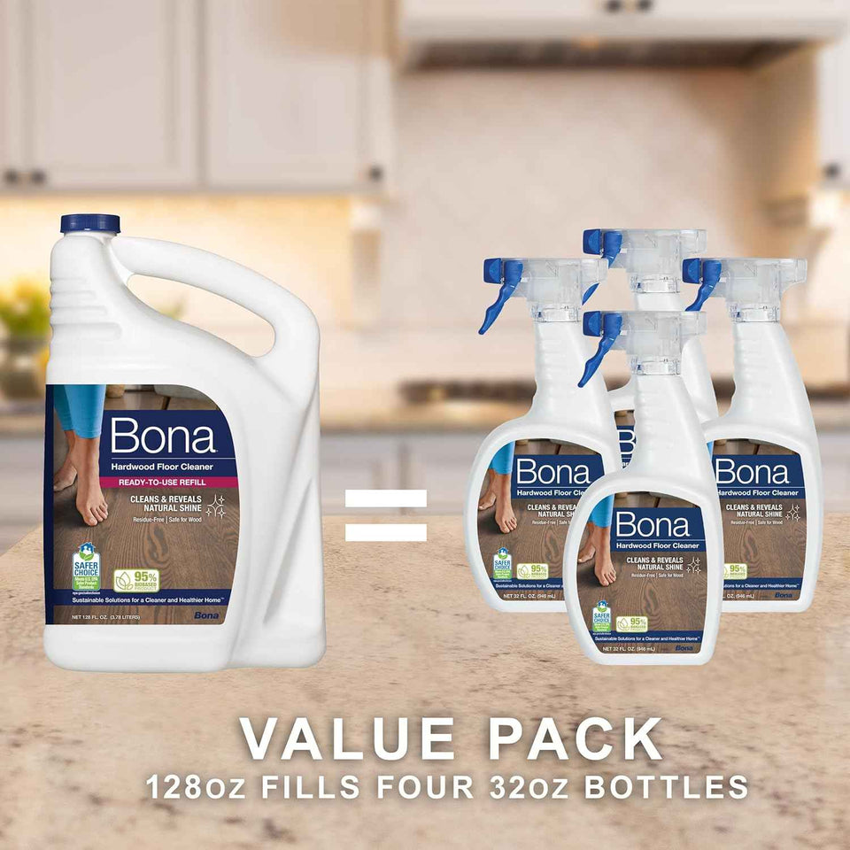 Bona hardwood floor cleaner refill 128 oz unscented residue-free cleaning solution