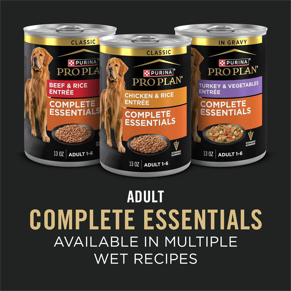 Purina Pro Plan Complete Essentials Shredded Blend Beef and Rice Dog Food Dry Formula with Probiotics, 35 lb. Bag, High Protein, Real Beef, Probiotics