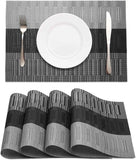 HeloHo Heat-Resistant Washable Vinyl Placemats Set of 4 Non-Slip Table Mats for Kitchen Dining Indoor Outdoor Decor