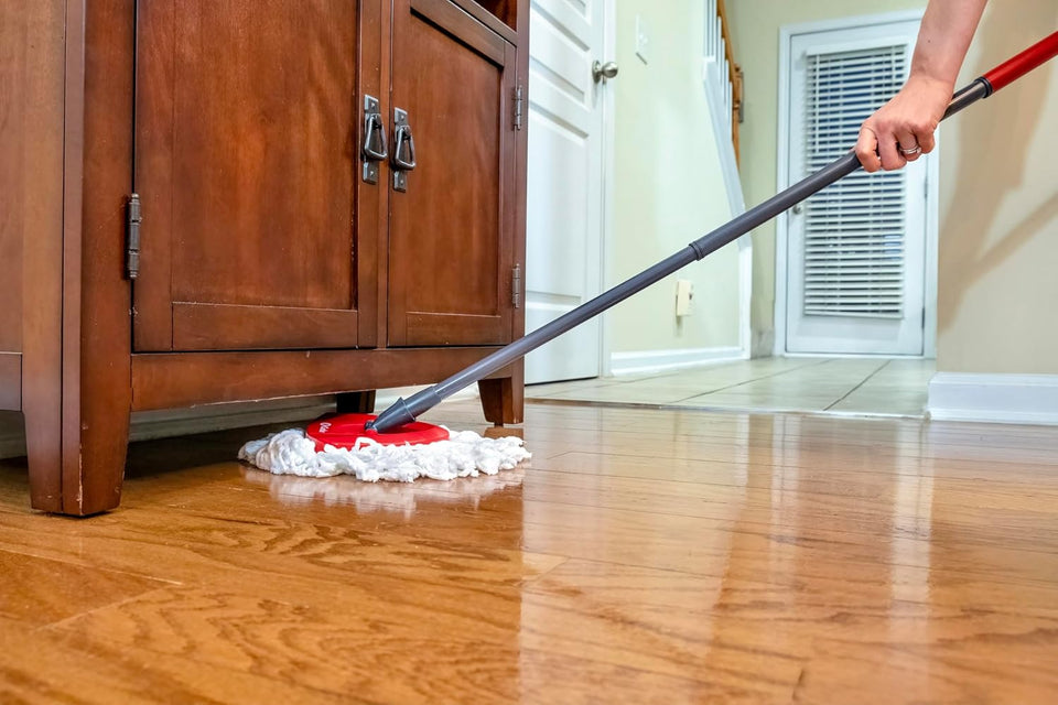O-Cedar EasyWring Microfiber Spin Mop, Bucket Floor Cleaning System, Red, Gray, Standard - Rayz Mart