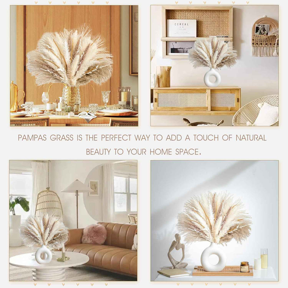 70PCS natural dried pampas grass boho home decor bouquet phragmites dried flowers bouquet