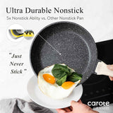 CAROTE Non-Stick Frying Pan Skillet with Glass Lid, PFOA-Free, 10-Inch Classic Granite