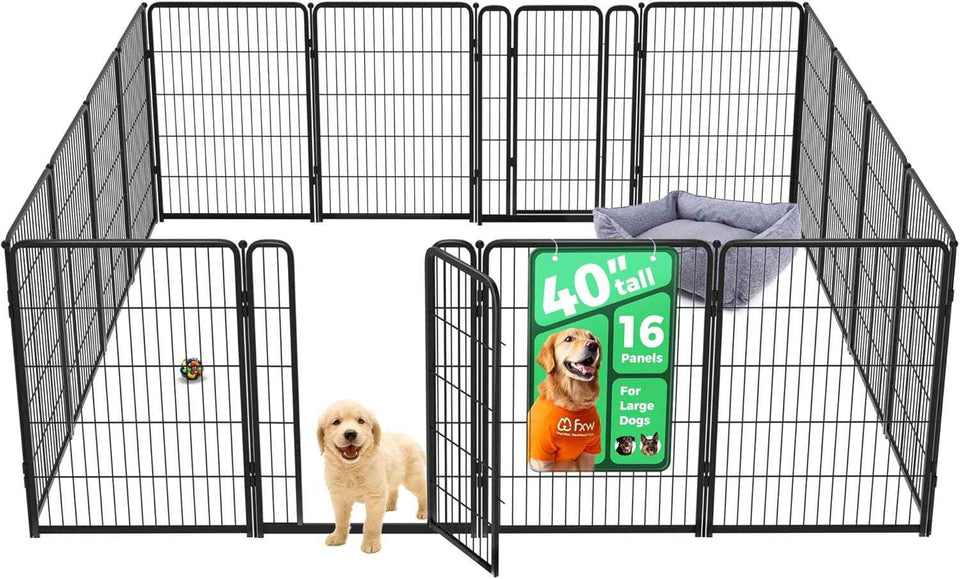 FXW Homeplus Unleashed Indoor Dog Playpen - Stress-Free and Safe Play, Heavy Duty 24 Inch 6 Panels Dog Pen for Puppy and Small Dogs, Black│Patented
