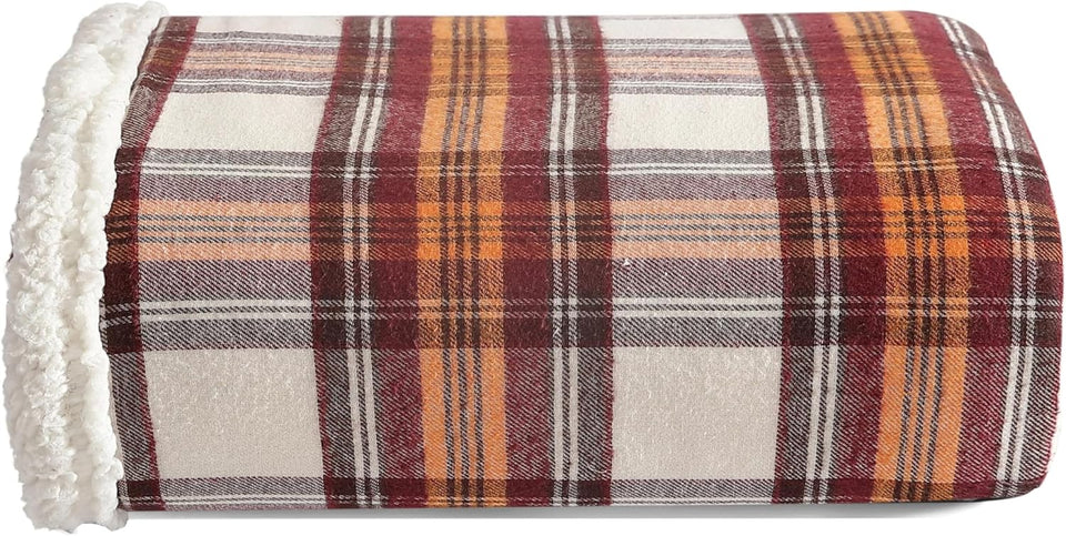 Eddie Bauer - Blanket, Soft Reversible Sherpa & Brushed Fleece Bedding, Perfect for Lounging, Dorm Essentials (Edgewood Plaid Red)