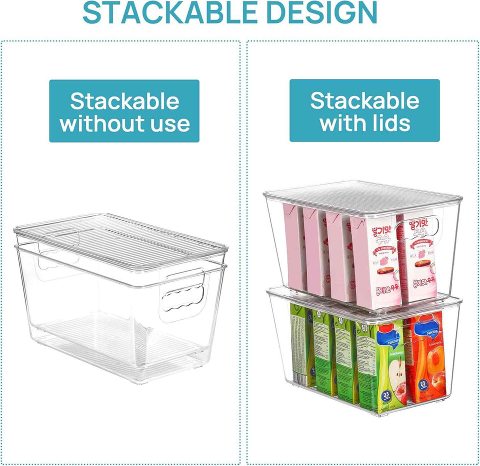 vtopmart 6 pack clear stackable storage bins for pantry kitchen organizer