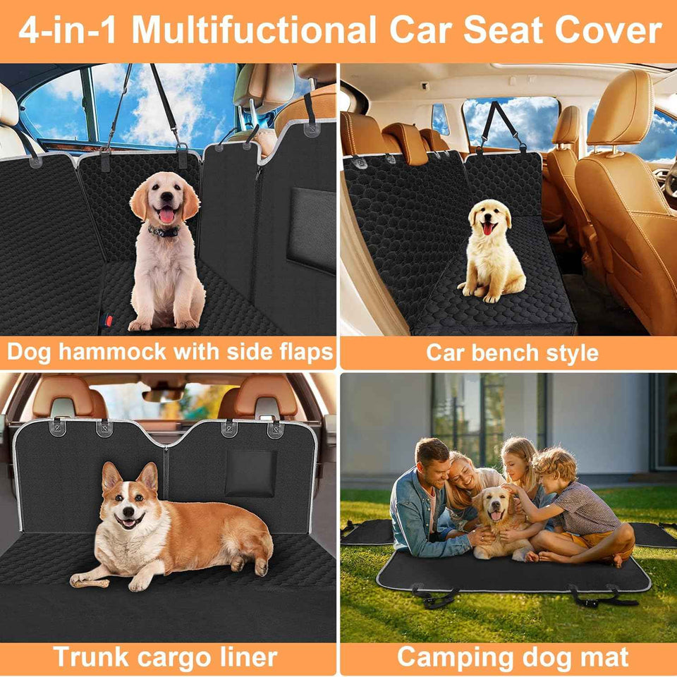 mancro 2025 upgraded 600d heavy duty waterproof dog hammock for car back seat pet cover standard black