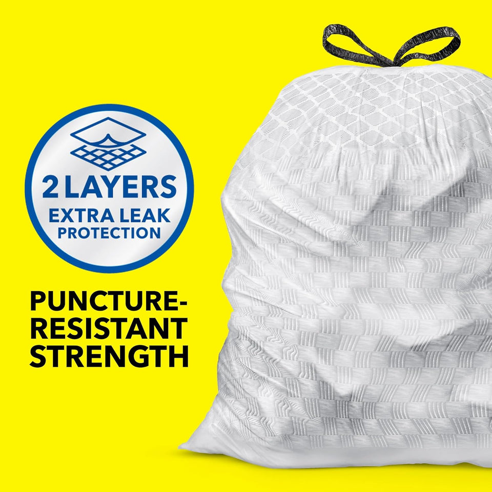 Glad Tall Kitchen Drawstring Trash Bags - Odorshield 13 Gallon White Trash Bag, Febreze Fresh Clean, 110 Count