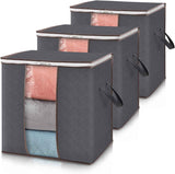 Lifewit 6 Pack Clothes Storage Bins with Lids, Foldable Blanket Storage Bags with Zippers, Clear Window and Reinforced Handles, Closet and Organization for Clothing, Sweater, Comforter, Bedding, Gray