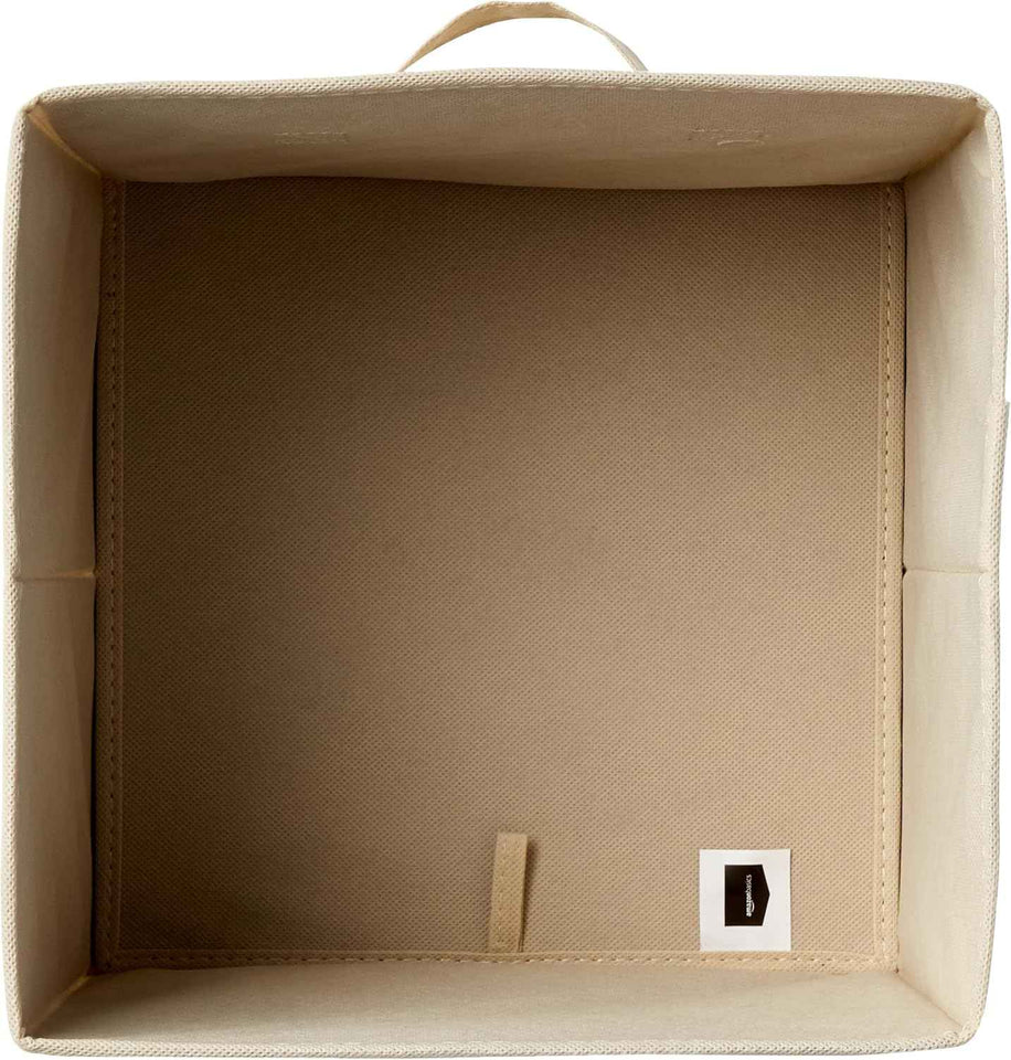 Collapsible Fabric Storage Cubes with Handles, Beige, 10.5 x 10.5 x 11-inch, Pack of 6 for Easy Organization