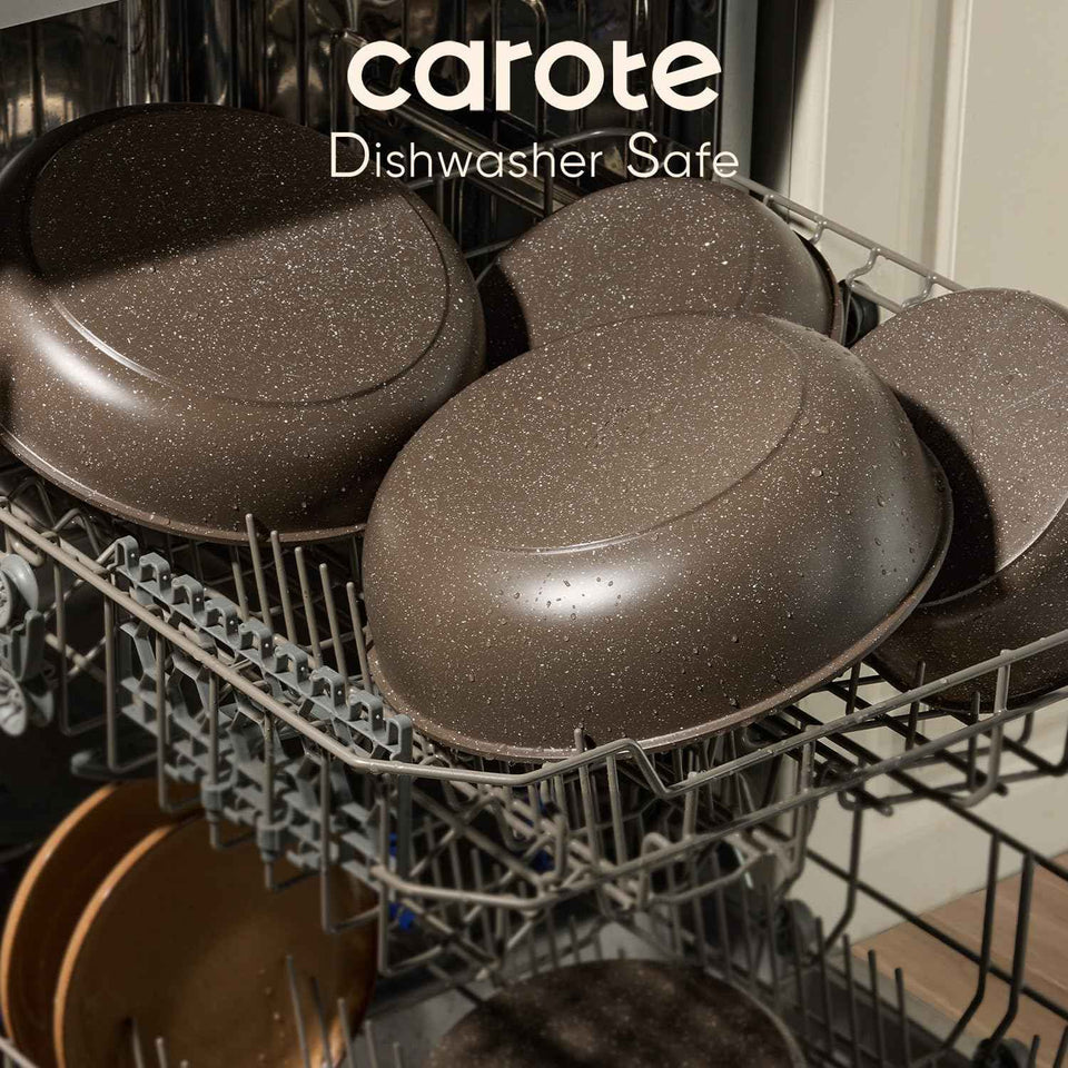 CAROTE 17PCS Pots and Pans Set Non Stick with Detachable Handle, Nonstick Cookware Sets, Cooking Kitchen Set, Oven/Dishwasher Safe, Induction Cookware, Brown, RV Kitchen Pot and Pan