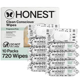 Honest Company Hypoallergenic Baby Wipes for Sensitive Skin, Fragrance-Free, 576 Count (6 Packs of 96)