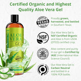 seven minerals organic aloe vera gel - 12oz - texas grown - vegan - unscented - for skin hair sunburn relief