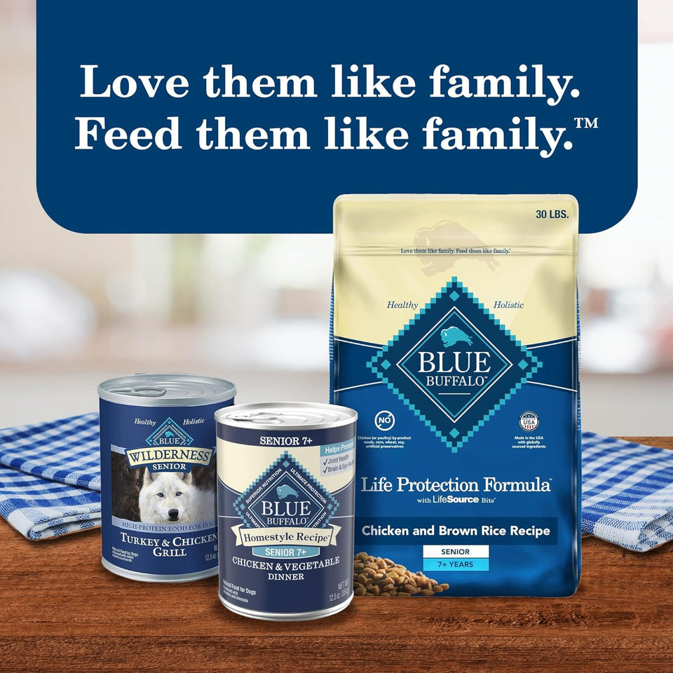 blue buffalo senior chicken dinner wet dog food 12.5-oz cans 12 count