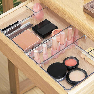 16-Piece Drawer Organizer Set - Clear Storage Bins for Makeup, Jewelry, Utensils and Gadgets