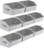 Closet Organizers Bins 6 Packs - Large Closet Shelf Organizer with Handles, Fabric Trapezoid Storage Bins, Collapsible Storage Cubes for Clothes, Towels, Light Gray