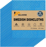 Swedish Dish Cloths - 10 Pack Reusable Kitchen Dishcloths - Ultra Absorbent Dish Towels for Washing Dishes - Cellulose Sponge Cloth Cleaning Rag - Assorted