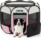 Grey dog cat playpen, portable puppy pet crate for small dogs, cats, rabbits, foldable dog cage enclosure with carrying case