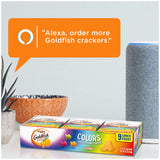 goldfish colors cheddar crackers, 9ct multi-pack tray, 9x0.9oz snack pack, baked with real cheese