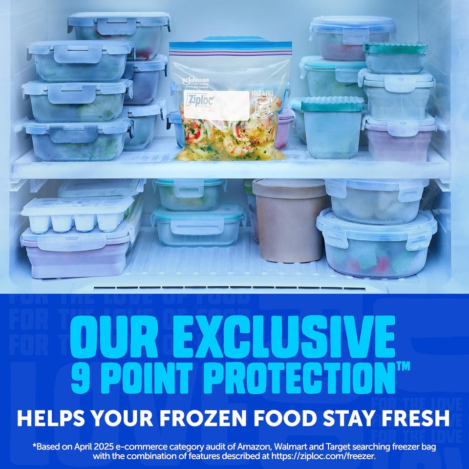 Ziploc Gallon Food Storage Freezer Bags, Stay Open Design, Easy to Fill, 80 count