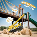 4 Pcs Alloy Construction Truck Toys Gifts For 2 3 4 5 Year Old Boys, 9" Construction Vehicles Toys With Light & Sound, Include Excavator, Crane, Dump and Mixer, Toys for Boys Toddler Kids 2-4 3-4 4-6