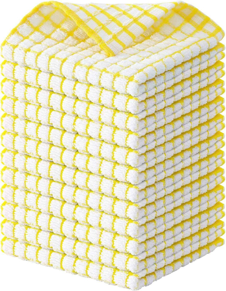 Kitinjoy Cotton 8 Pack Terry Kitchen Dish Cloths, 12 x 12 Inches Super Soft and Absorbent Dish Rags, Quick Drying Dish Towels for Washing Dishes, Mixed Color