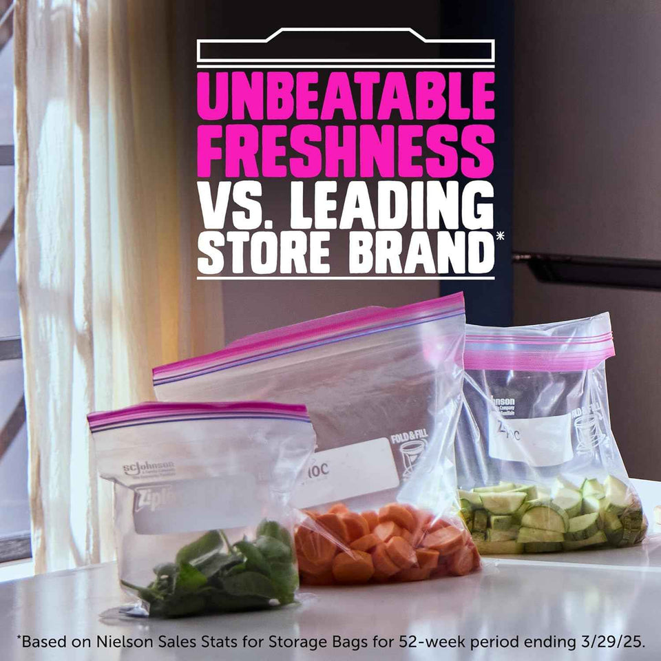 Ziploc Gallon Food Storage Bags with Stand-Up Bottom and Easy Fill Design