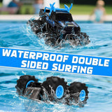 BainGesk Waterproof Remote Control Monster Truck Toys, 1:16 RC Car, 2.4GHz 4WD All Terrain Car Toys with 2 Rechargeable Batteries, Off-Road Truck Gifts for 6, 7, 8, 9, 10, 11, 12 Year Old Boys