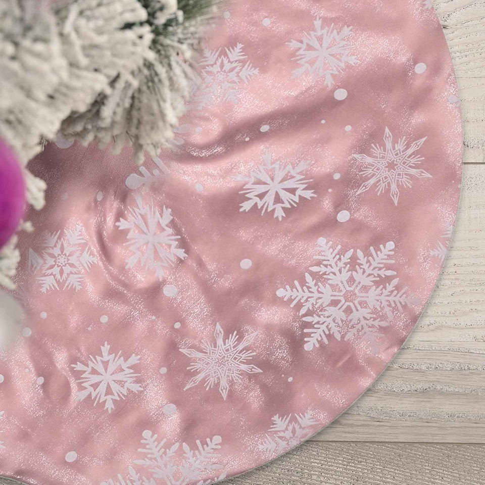 Flash World 48 Inch Large Christmas Tree Skirt Xmas Soft Cover Mat Decor Snowflake Collar Farmhouse Tree Skirt for Holiday Ornaments Party Home Indoor Decorations (Red, 48INCH)