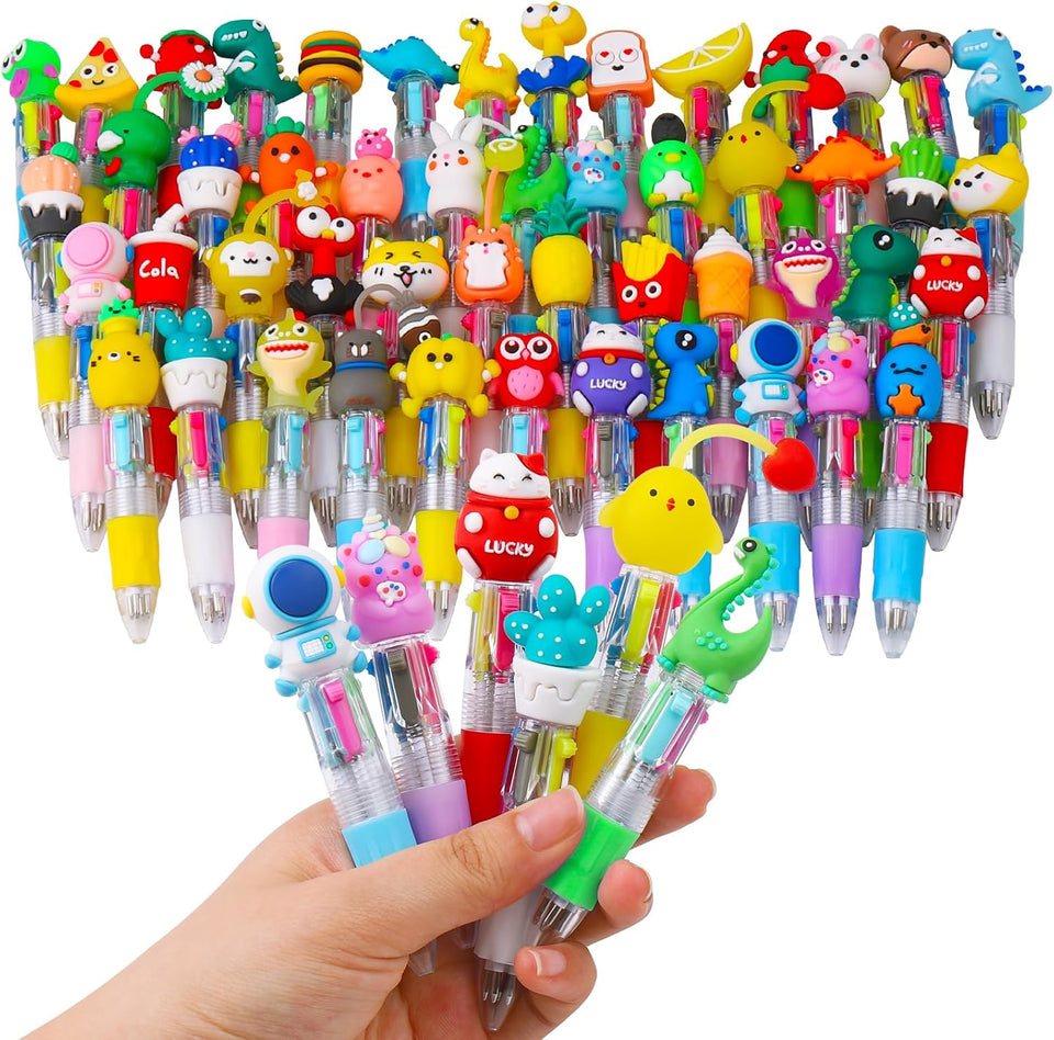 cZWZ 20Pcs Mini Multicolor Pens 4-in-1 Cute Ballpoint Pens for Kids Birthday Party Favors Gifts Teacher Supplies