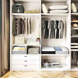 Closet Organizers Bins 6 Packs - Large Closet Shelf Organizer with Handles, Fabric Trapezoid Storage Bins, Collapsible Storage Cubes for Clothes, Towels, Light Gray