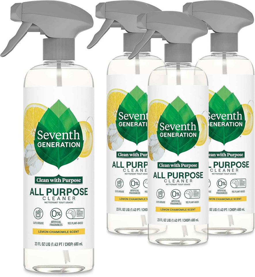 Seventh Generation All Purpose Cleaning Spray Surface Cleaner, Lemon Chamomile Scent, 23 oz, Pack of 4