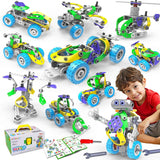 18 in 1 STEM Toys for 4 5 6 7 8+ Year Old Boy Girl Birthday Gifts Educational Building Toys for Kids Ages 4-8 5-7 6-8 Build and Play Stem Activities Construction Toy for Boys 4-6 8-10 (Pull Back Cars)