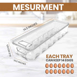 Utopia Home Egg Container With Lid and Handle for Refrigerator Organization- Pack of 2 - Clear Stackable Egg Holder for Kitchen or Pantry Organizers and Storage
